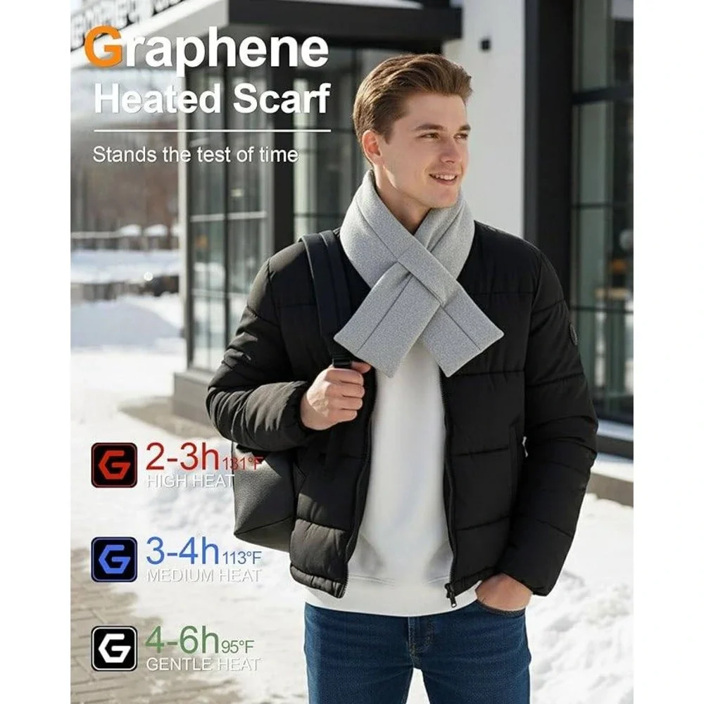 Wulcea Graphene Heated Scarf for Men Women includes 5V2A 6000mAh Battery NEW